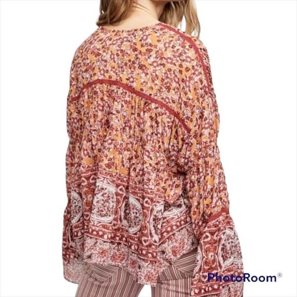 NWT Free People Lorraine Tiered Sheer Tie Front Floral Oversized Kimono - Picture 4 of 8